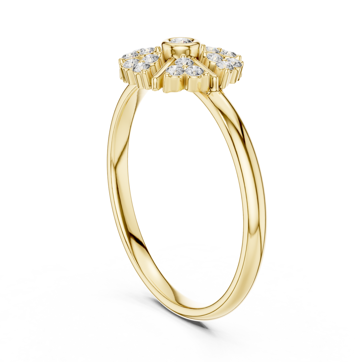 Lab Round Diamond Nature Inspired Statement Ring - View 5
