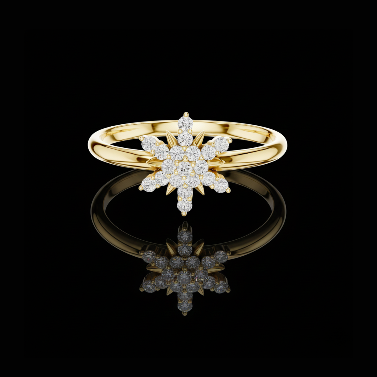 Round Moissanite Diamond Cluster Delicate Ring