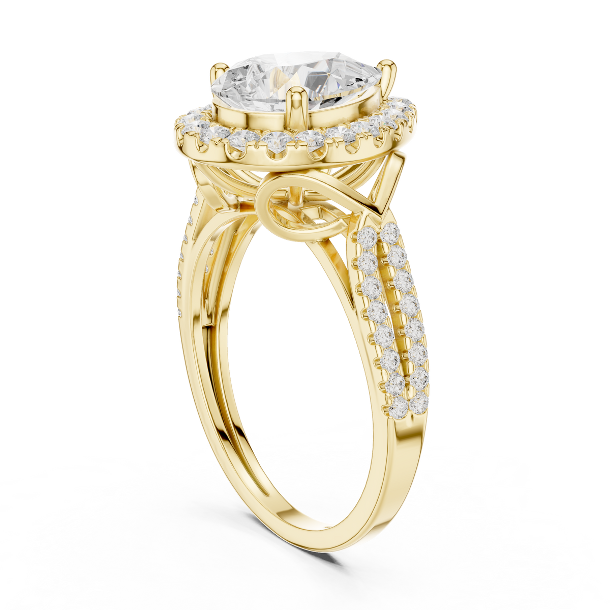 pear cut lab diamond split shank engagement ring - view 10