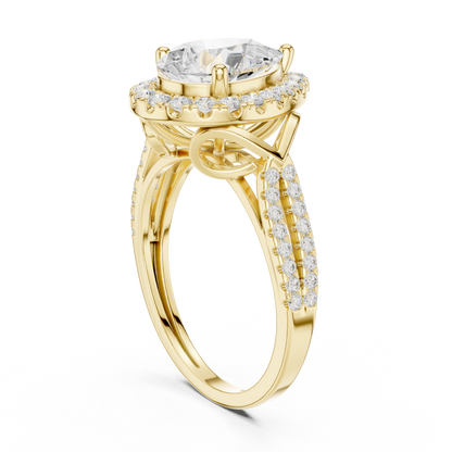 Pear Cut Lab Diamond Split Shank Engagement Ring - View 10