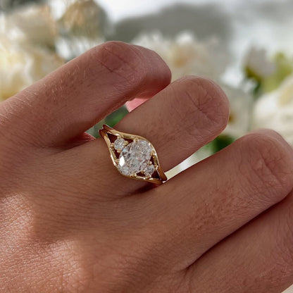 Oval Lab Diamond Split Shank Three Stone Engagement Ring - View 5