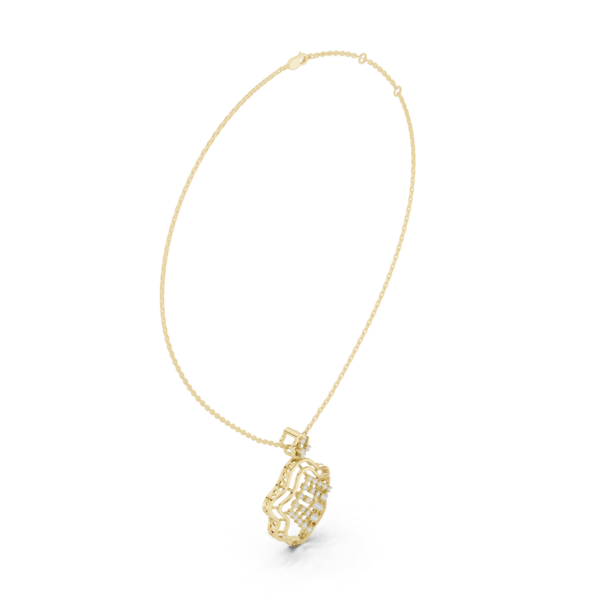 Openwork Quatrefoil Moissanite Pattern Necklace - View 7