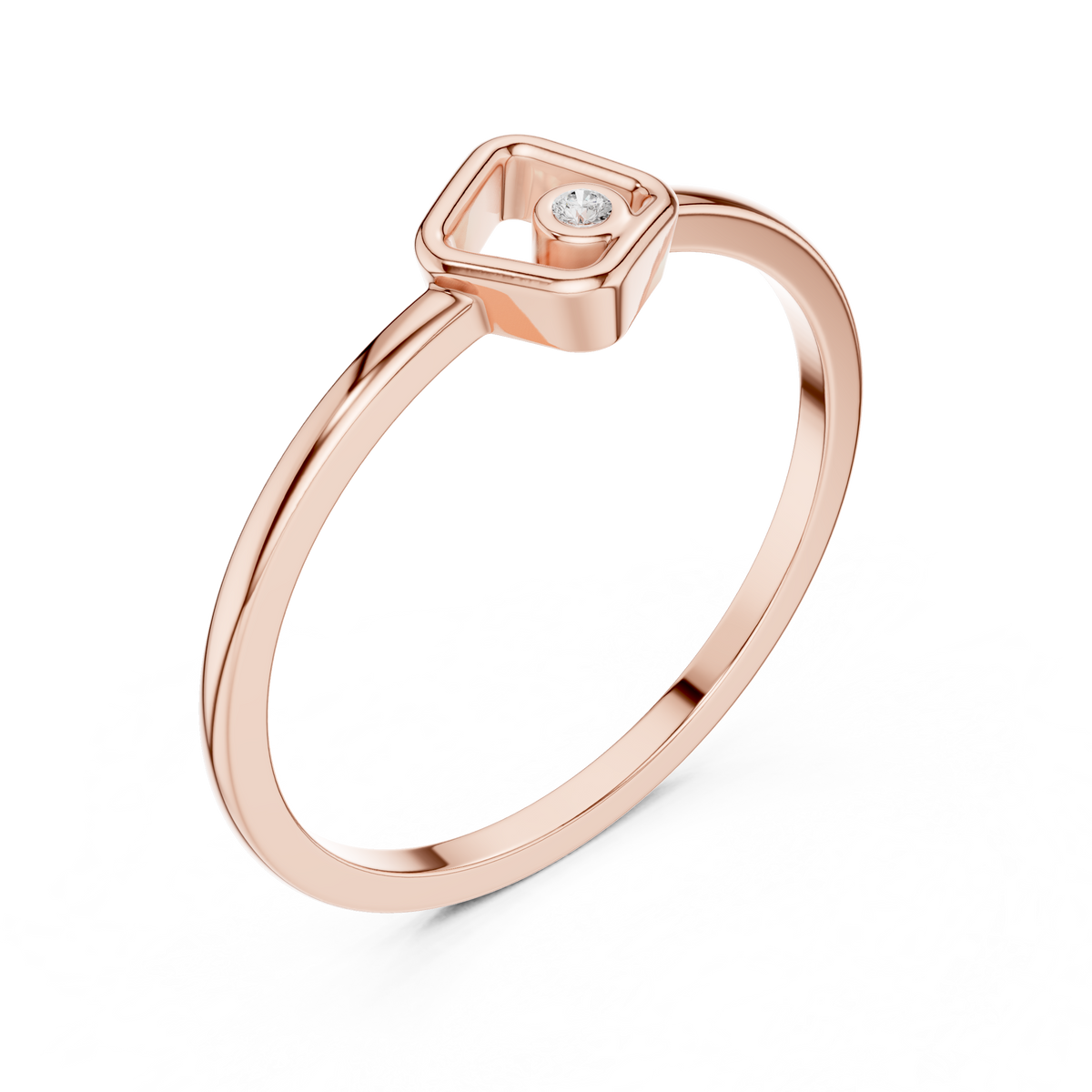 round cut lab diamond open square geometric solitaire ring - view 5