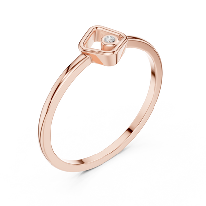 Round Cut Lab Diamond Open Square Geometric Solitaire Ring - View 5