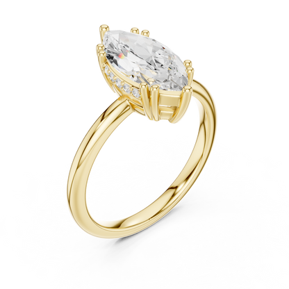Solitaire Marquise Cut Lab Diamond Ring - View 2