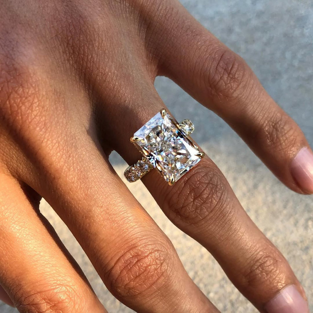 radiant cut solitaire lab diamond engagement ring - view 4