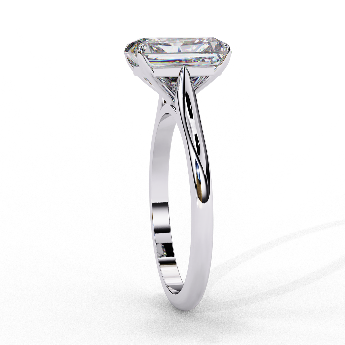 classic emerald cut lab diamond solitaire ring with four prong - view 4
