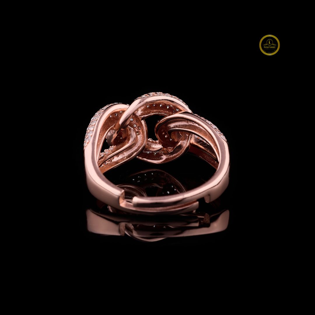 pave moissanite diamond chain link statement ring - view 4