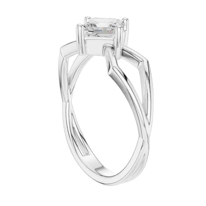 Asscher Cut Lab Diamond Solitaire Ring Open Split Shank - View 12