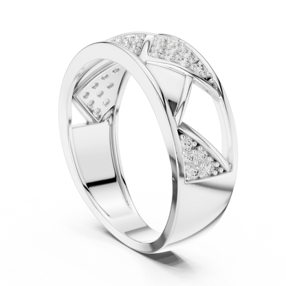 Round Cut Lab Grown Diamond Men's Triangular Pave Pattern Statement Ring - View 9