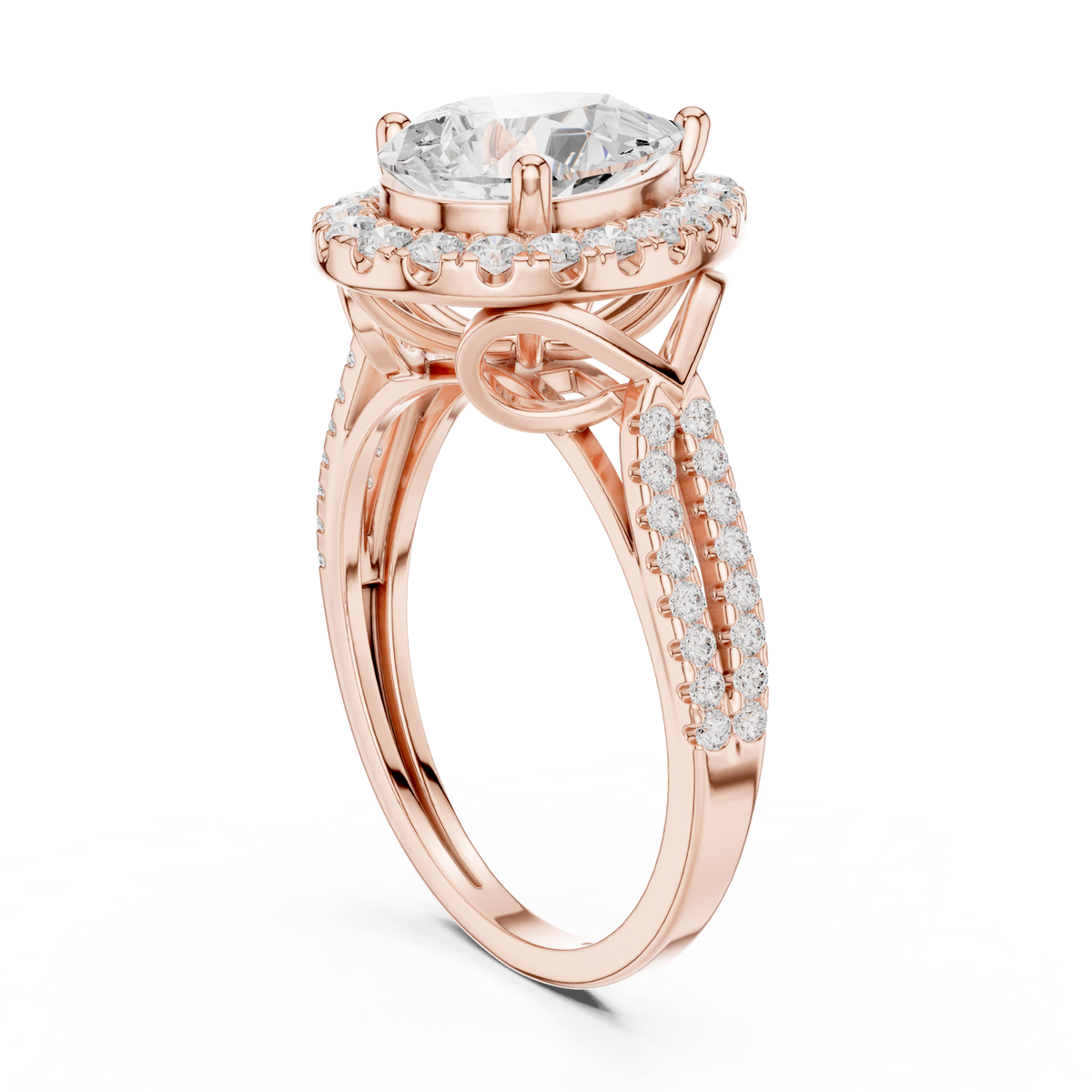 pear cut lab diamond split shank engagement ring - view 11