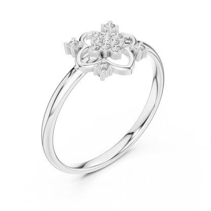 Round Lab Diamond Clover Floral Ring - View 4