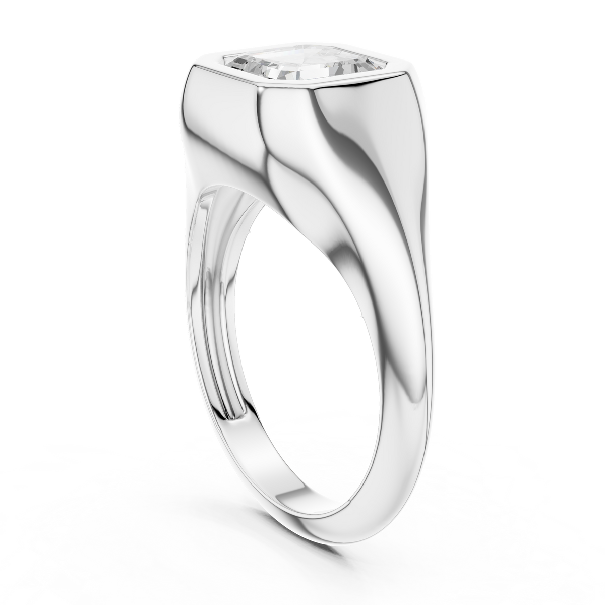 handcrafted asscher cut lab diamond ring with bezel setting - view 6