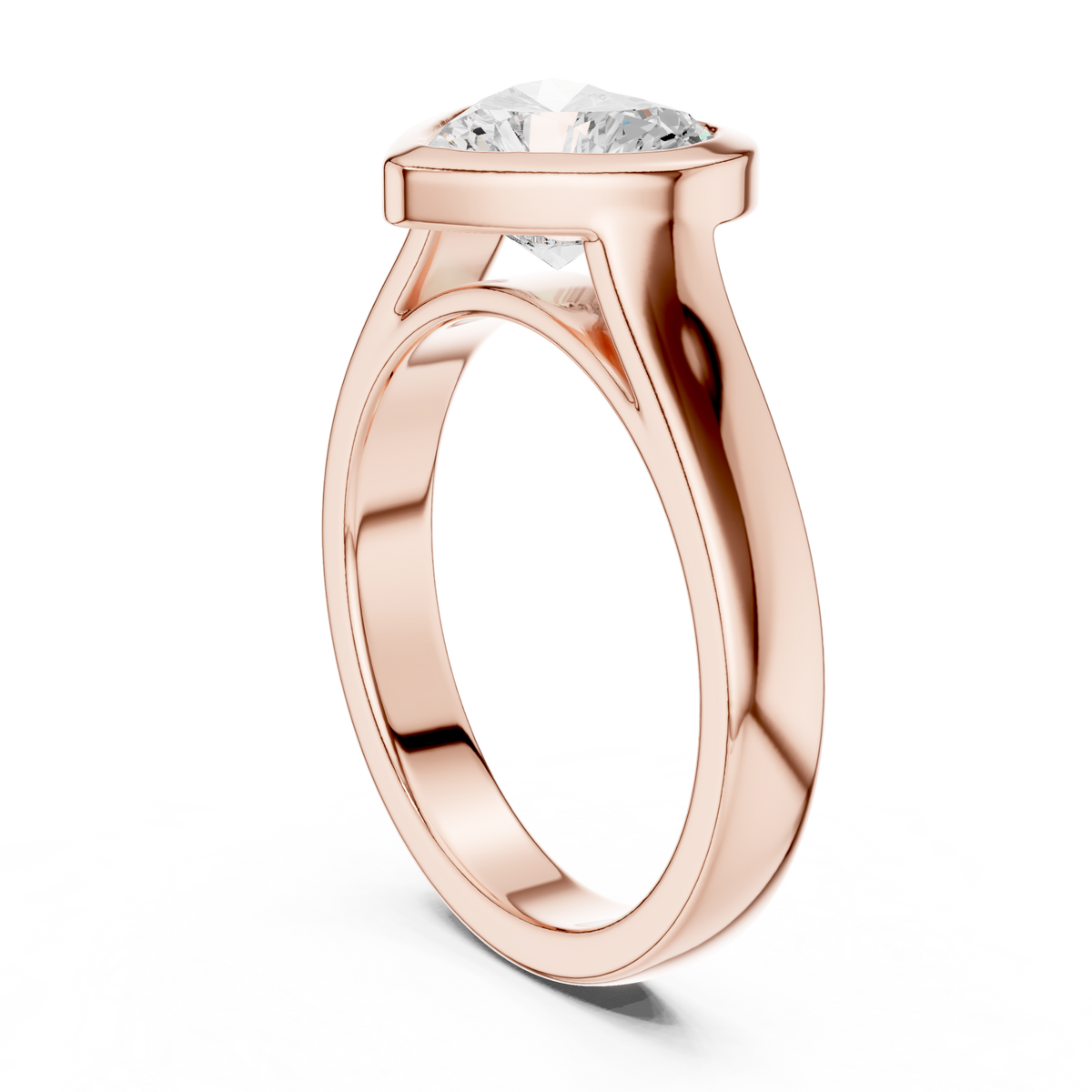heart cut solitaire cathedral lab diamond ring - view 6