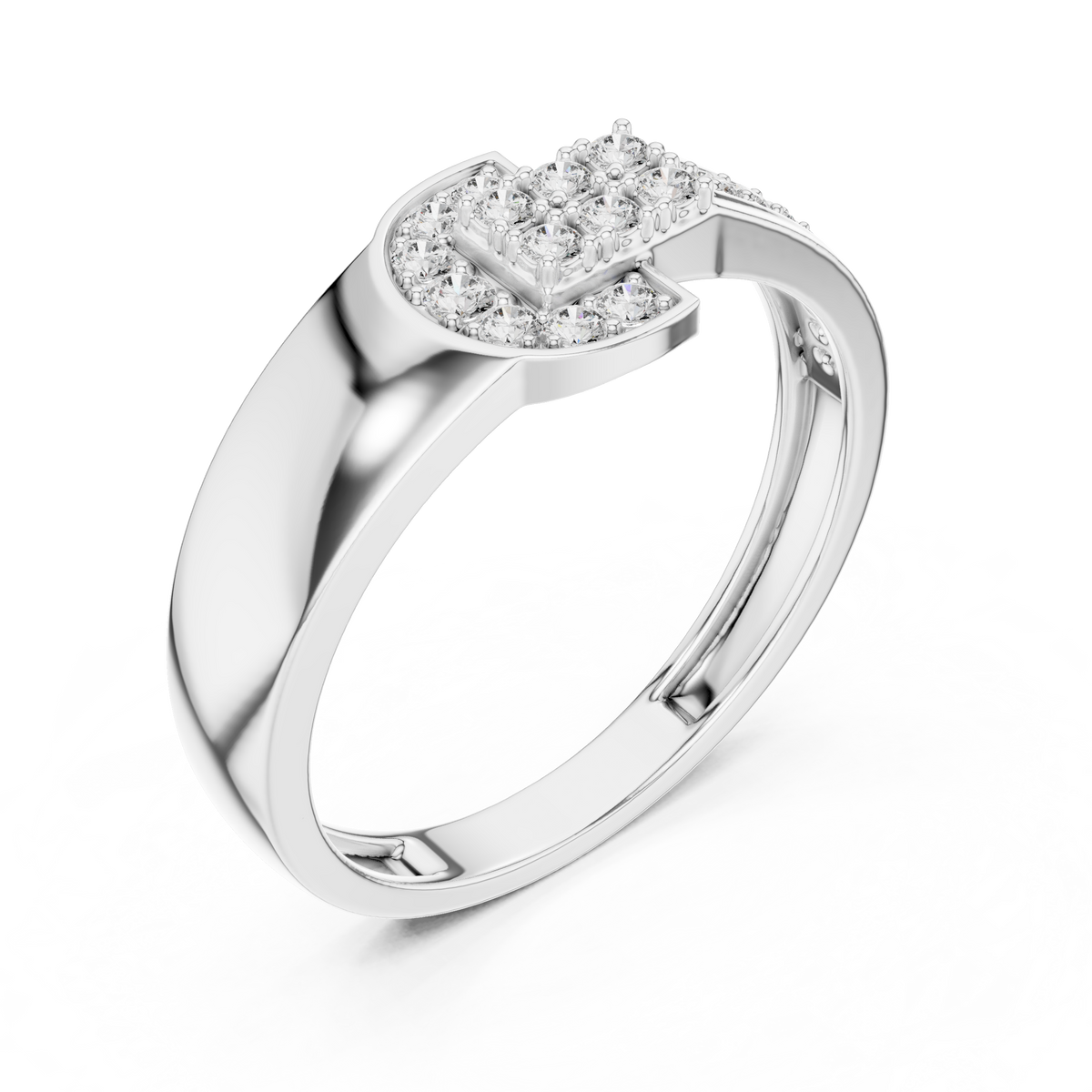round lab diamond pave statement engagement ring - view 6