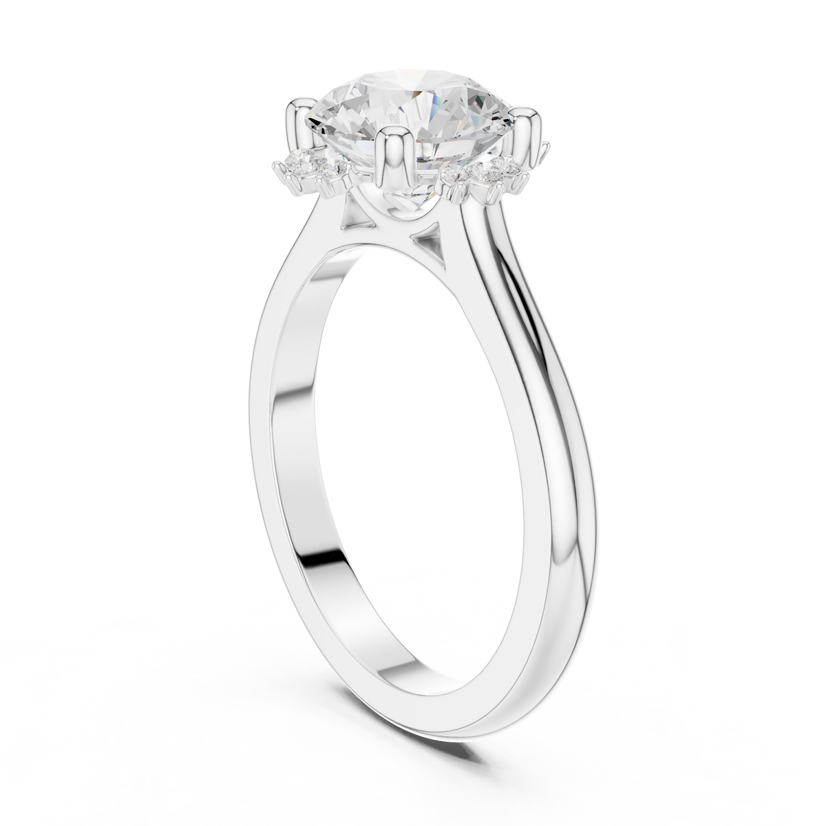 Round Brilliant Three Stone Moissanite Diamond Ring - View 6