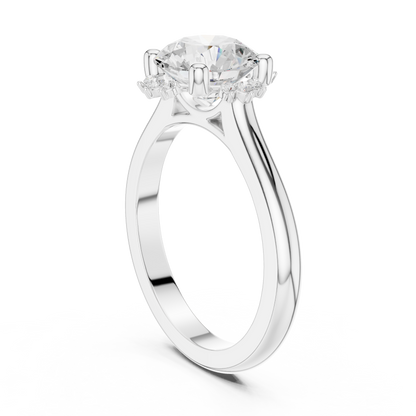 Round Brilliant Three Stone Moissanite Diamond Ring - View 6