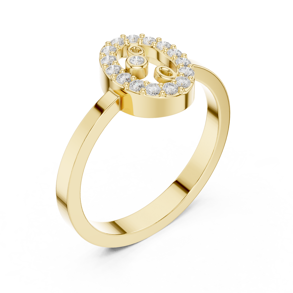 open oval shape halo round lab diamond statement ring - view 7