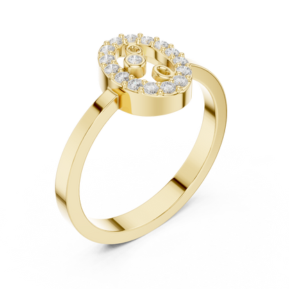 Open Oval Shape Halo Round Lab Diamond Statement Ring - View 7