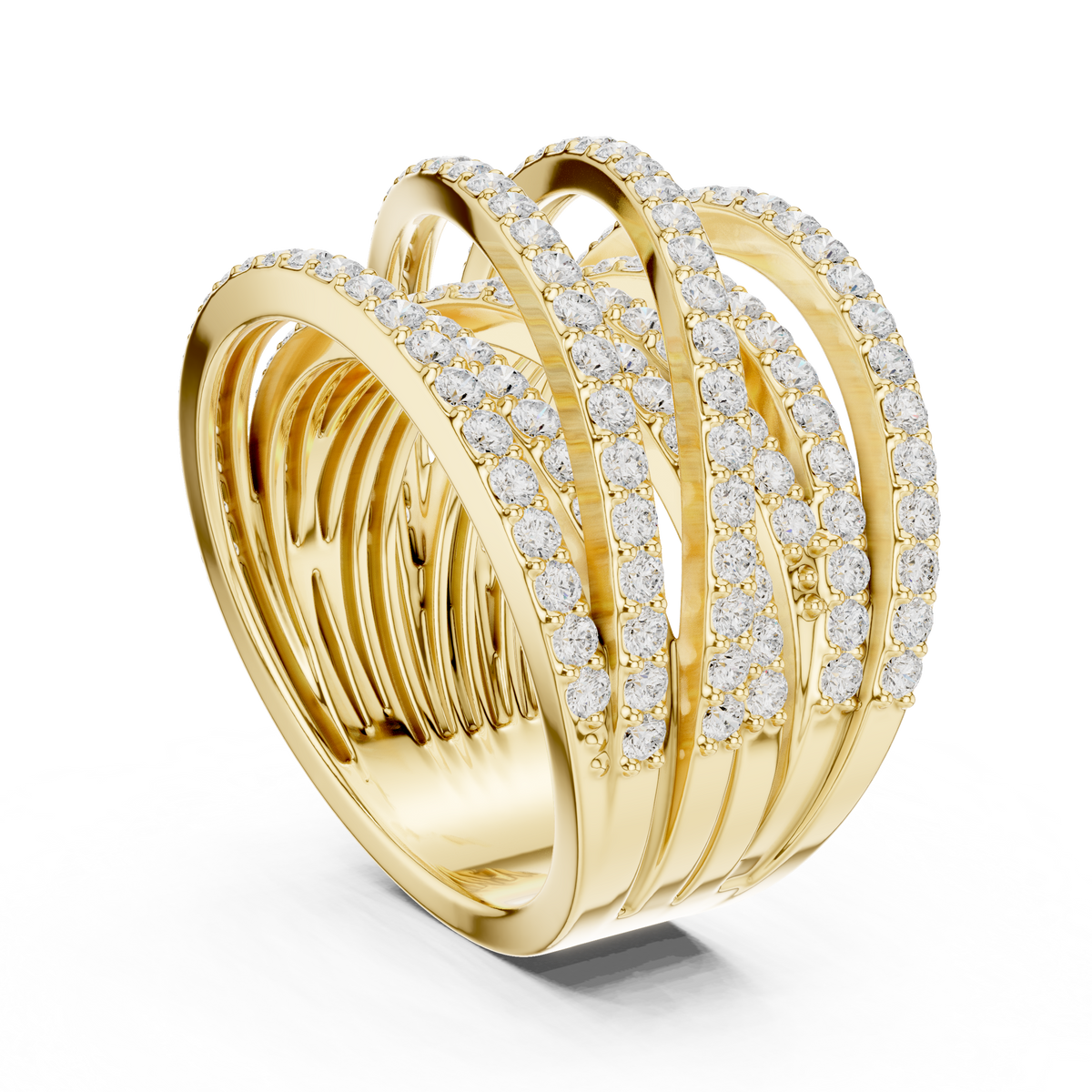 round cut moissanite diamond multi row crossover statement ring - view 6