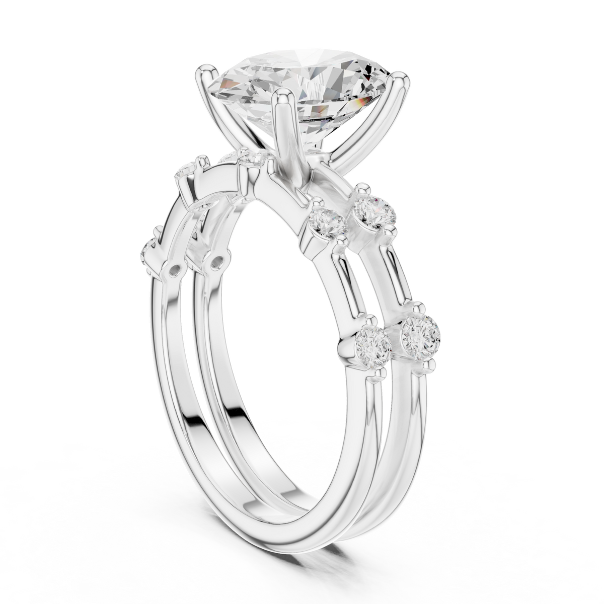 handcrafted oval cut lab diamond split shank ring - view 12