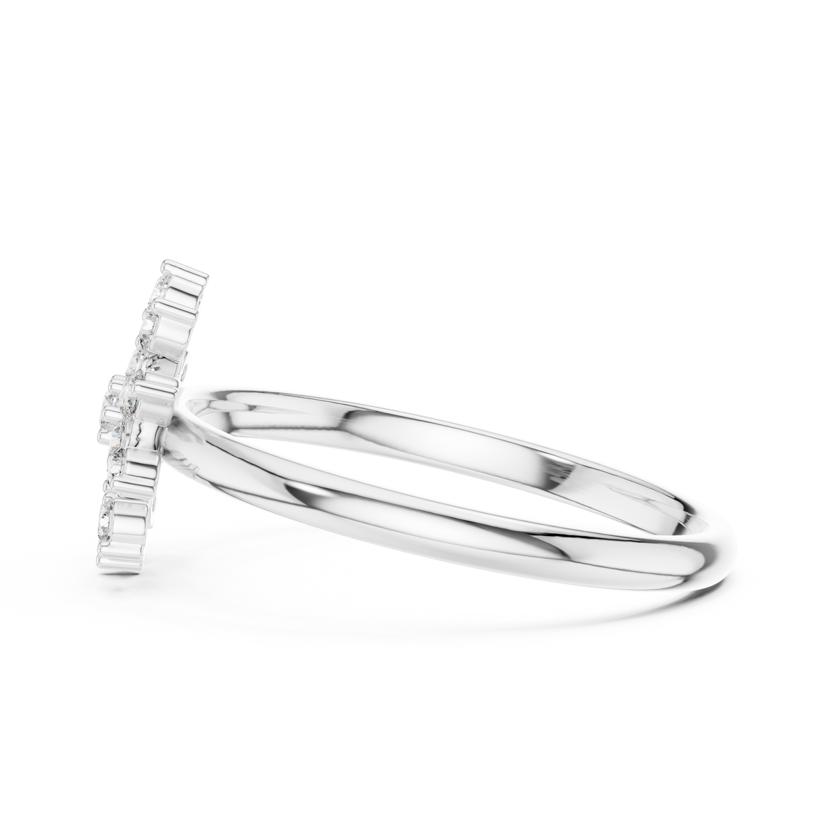 round cut cluster floral lab diamond split shank ring - view 10