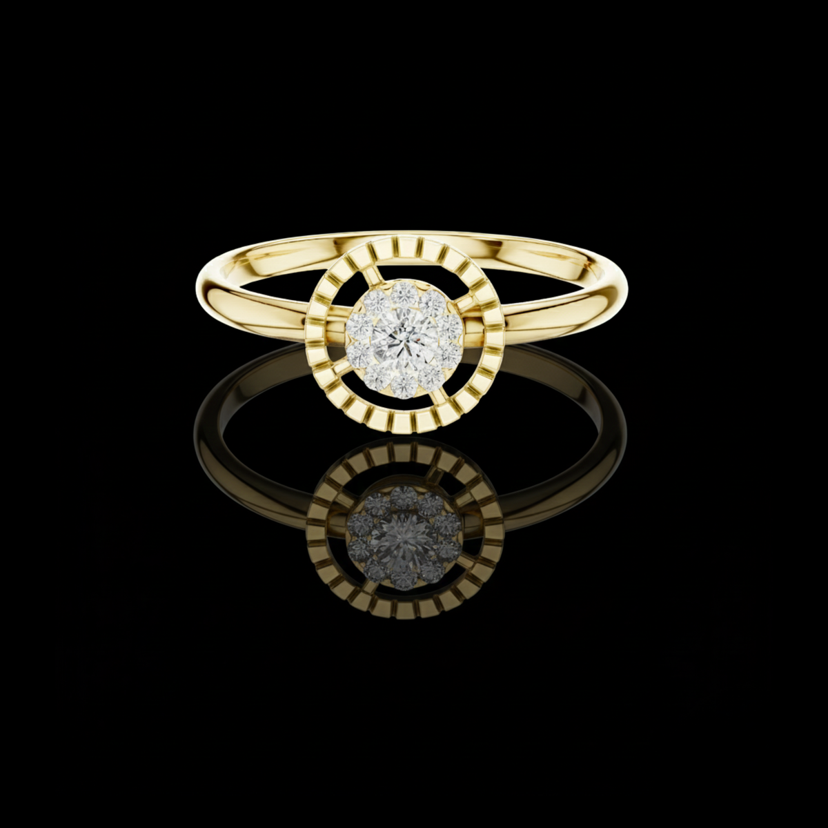 round moissanite diamond halo cluster split ring