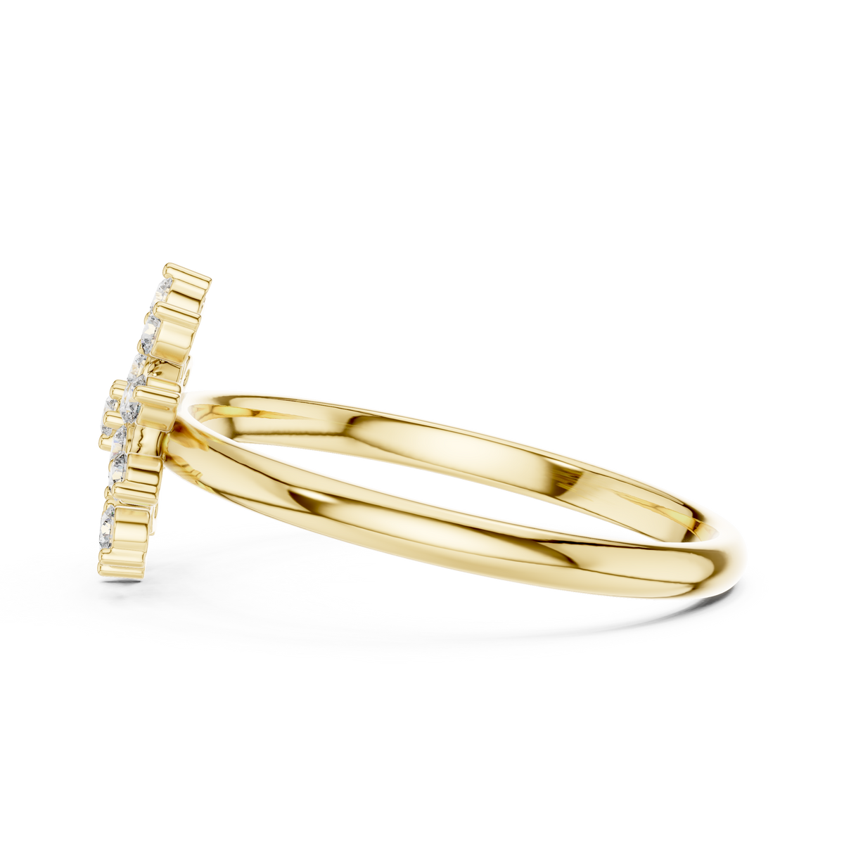 round cut cluster floral lab diamond split shank ring - view 8