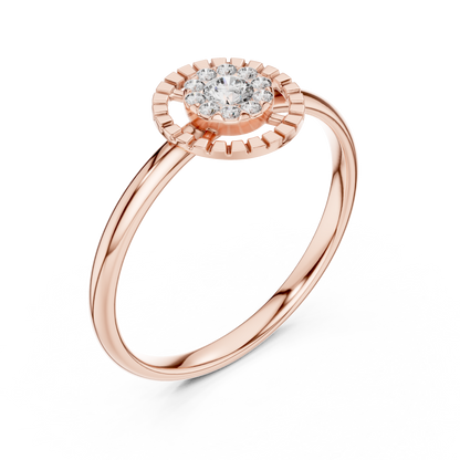 Round Moissanite Diamond Halo Cluster Split Ring - View 3