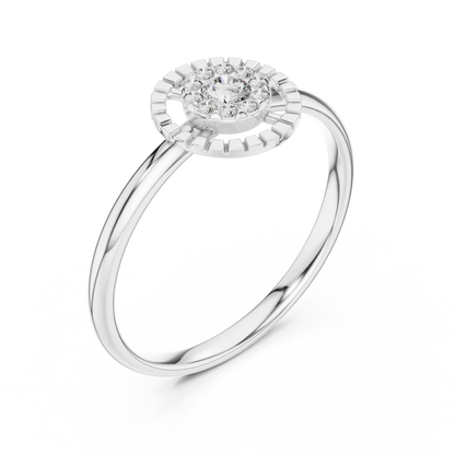 Round Moissanite Diamond Halo Cluster Split Ring - View 4