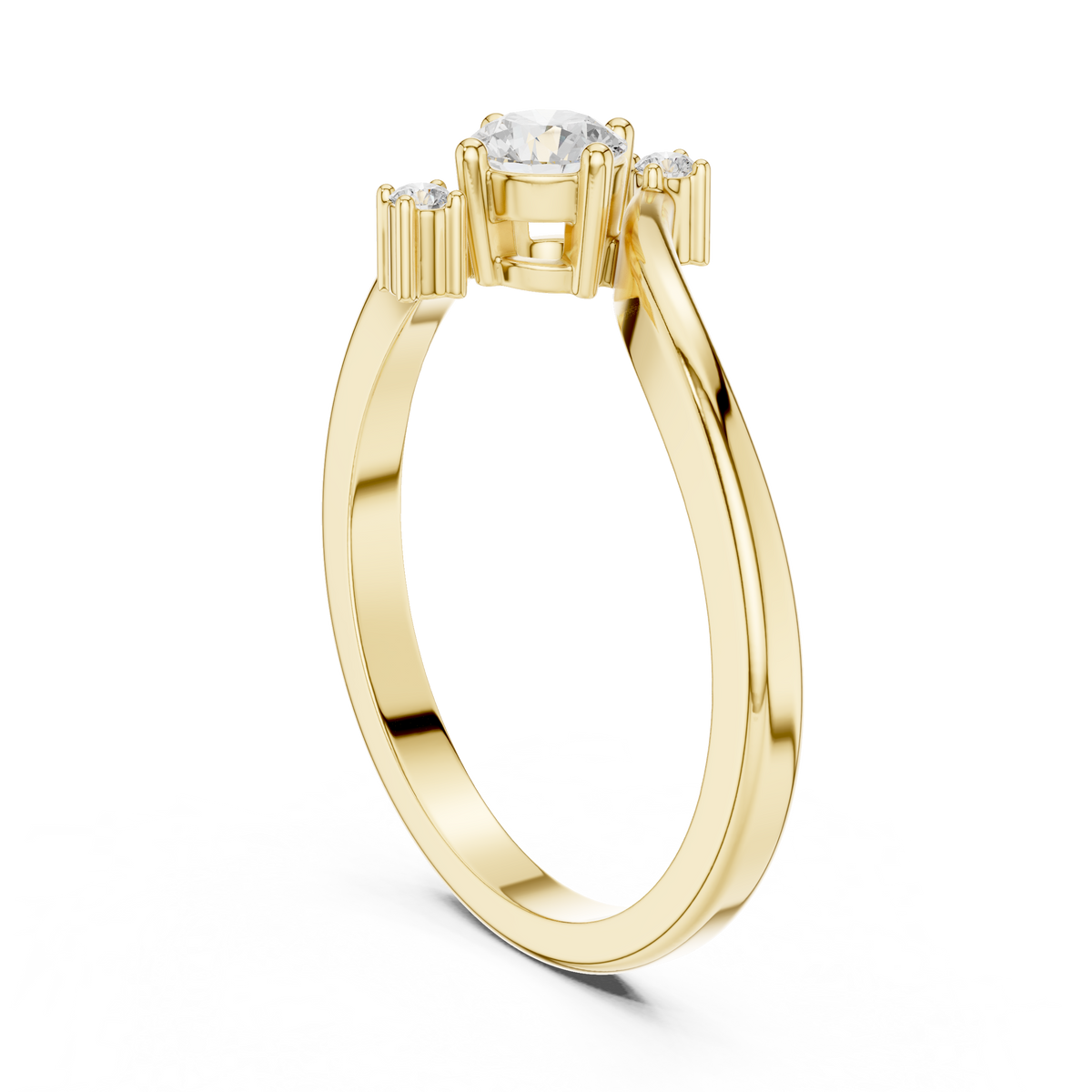 Round Contemporary Lab Diamond Bypass Ring - View 5