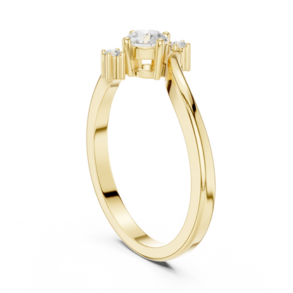 Round Contemporary Lab Diamond Bypass Ring - View 5