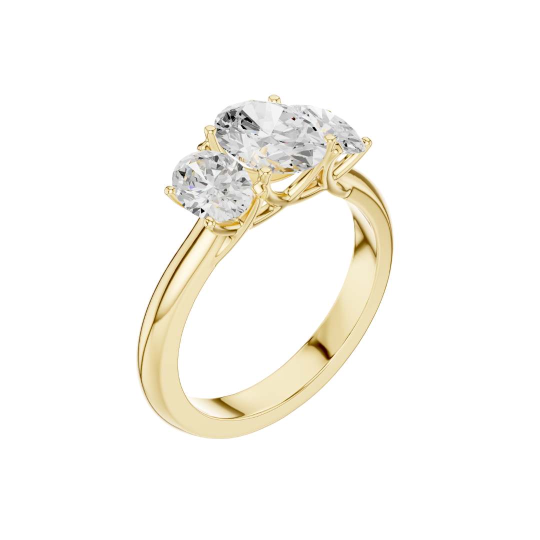 Exclusive Three Stone Oval Lab Diamond Ring - View 4