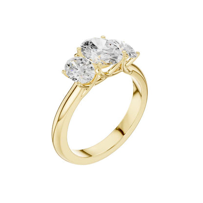 Exclusive Three Stone Oval Lab Diamond Ring - View 4