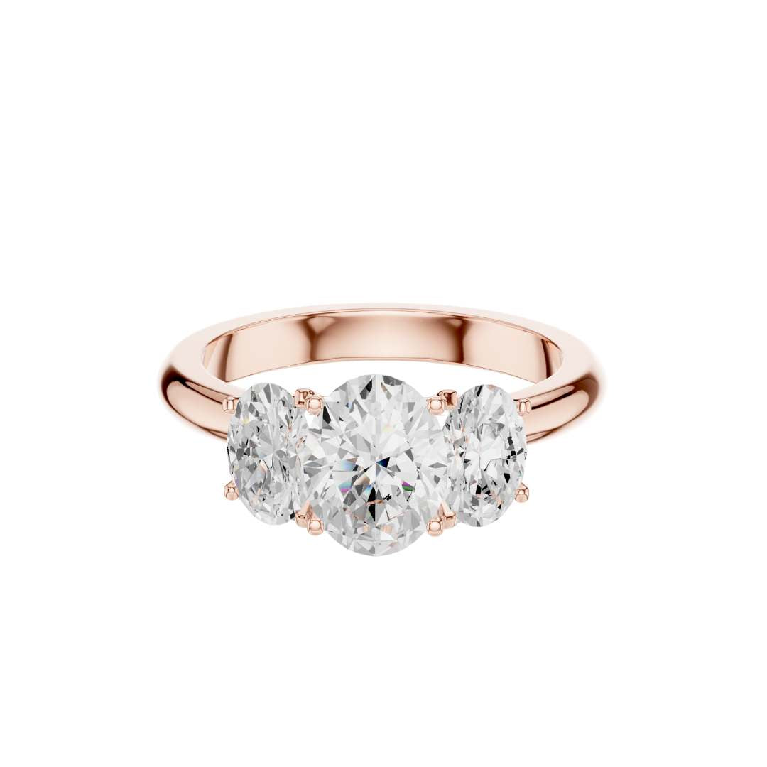 Exclusive Three Stone Oval Lab Diamond Ring - View 2