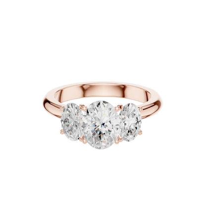 Exclusive Three Stone Oval Lab Diamond Ring - View 2