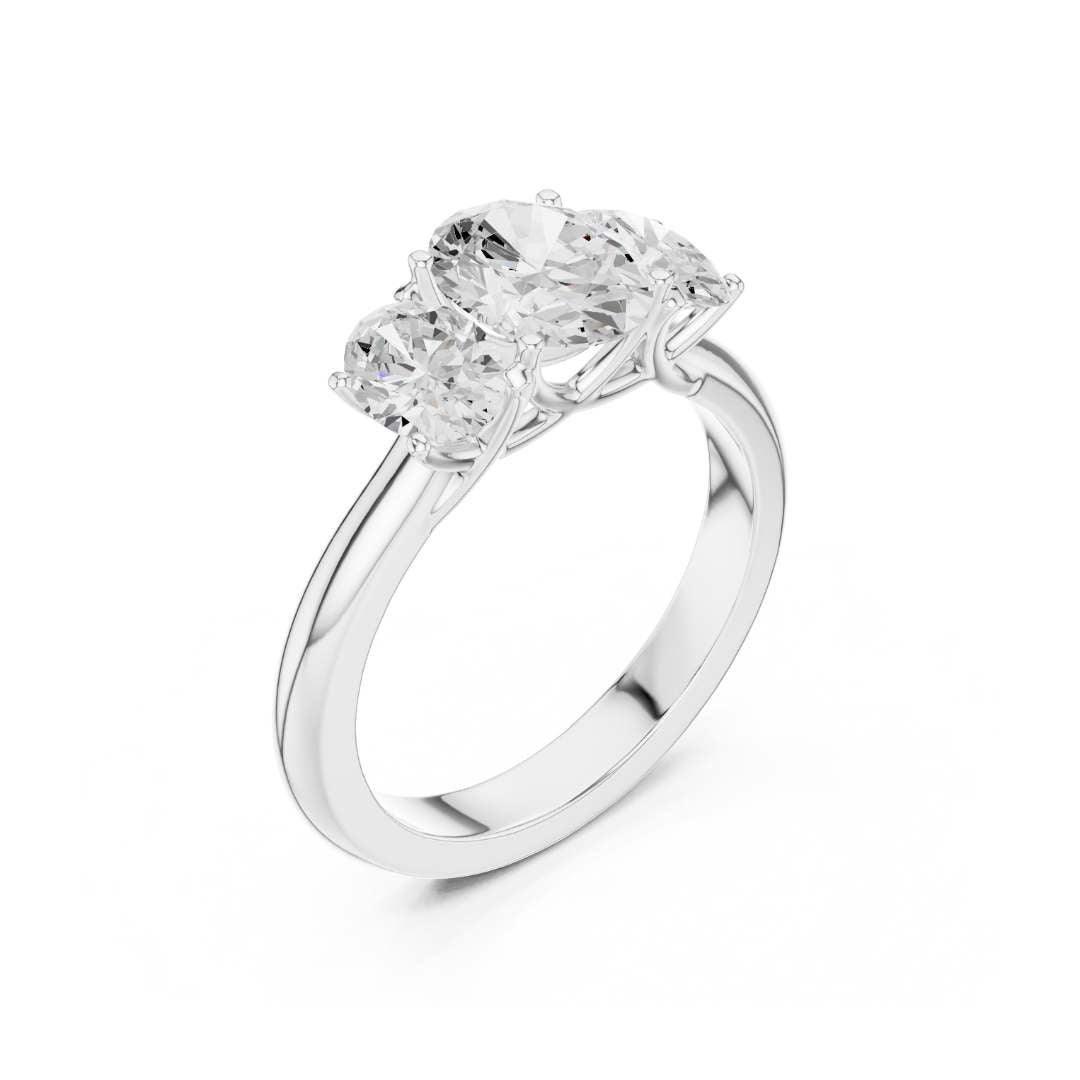 Exclusive Three Stone Oval Lab Diamond Ring - View 6