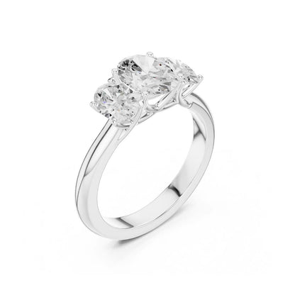 Exclusive Three Stone Oval Lab Diamond Ring - View 6