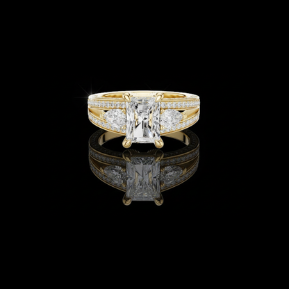 Radiant Three Stone Split Shank Lab Diamond Ring