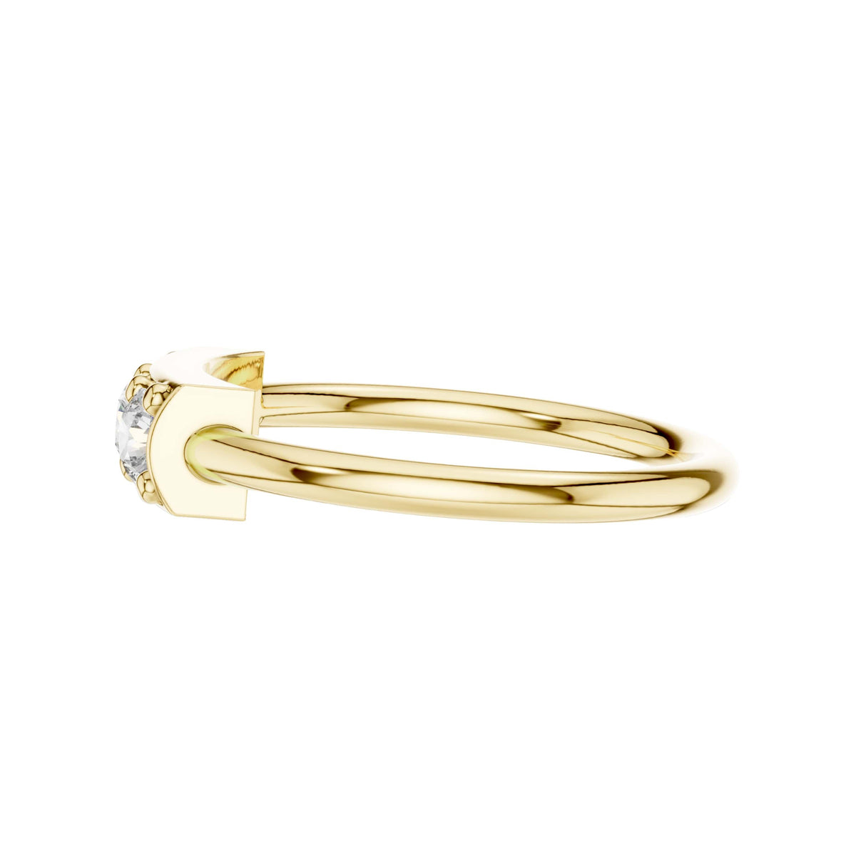 round three stone lab diamond minimalist ring - view 7