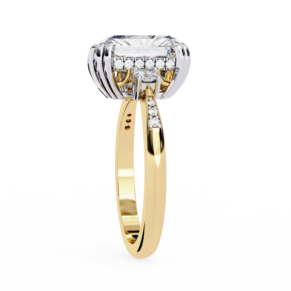 Radiant Cut Three Stone Lab Diamond Solitaire Wedding Ring - View 5