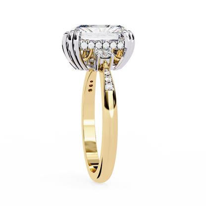 Radiant Cut Three Stone Lab Diamond Solitaire Wedding Ring - View 5