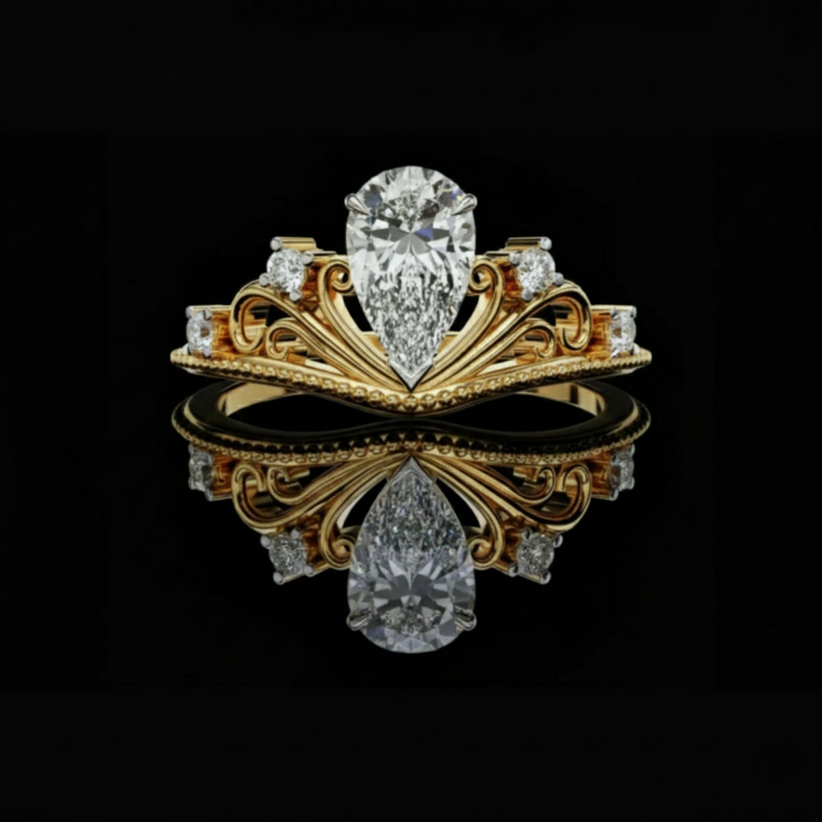 vintage pear cut lab diamond wedding ring for women