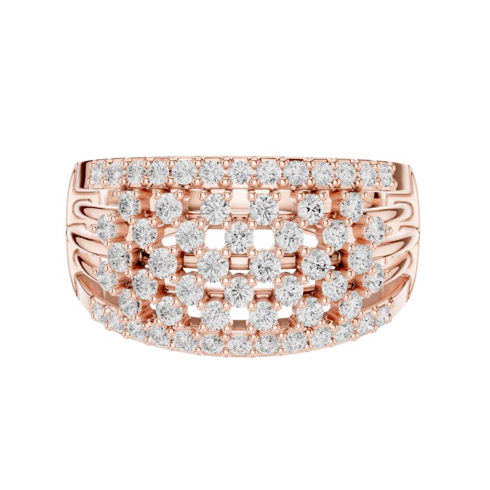 round cut multi row pave lab diamond statement band ring - view 2