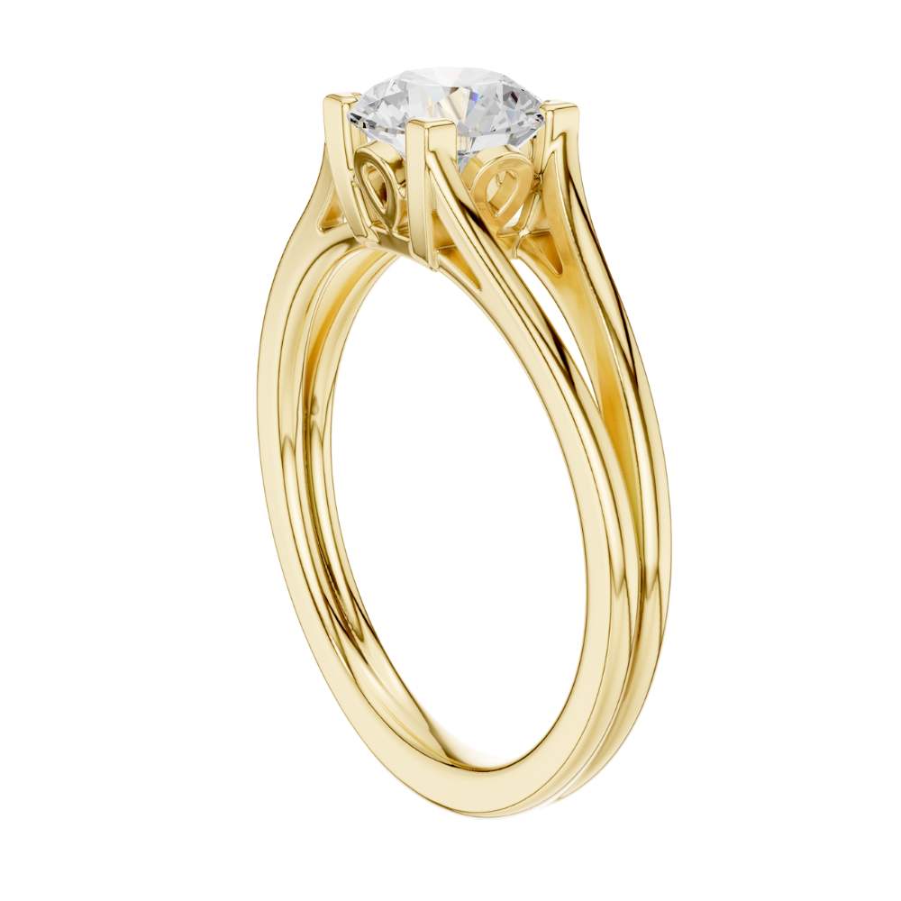 Round Cut Lab Diamond Split Shank Solitaire Engagement Ring - View 10