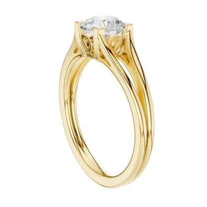 Round Cut Lab Diamond Split Shank Solitaire Engagement Ring - View 10