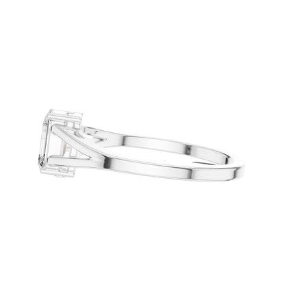 Emerald Cut Moissanite Diamond Split Shank Solitaire Ring - View 9