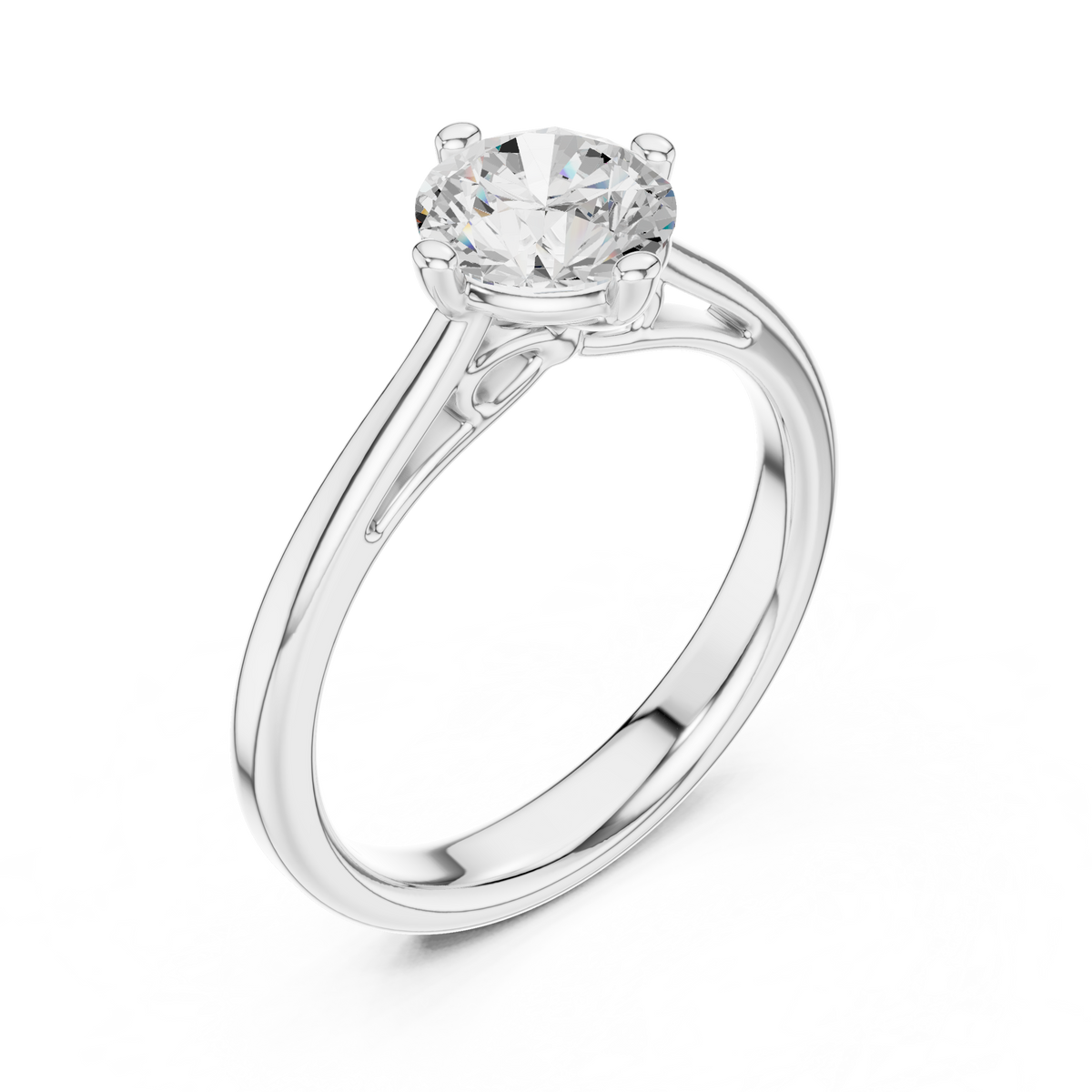 Round Lab Diamond Solitaire Engagement Ring - View 4