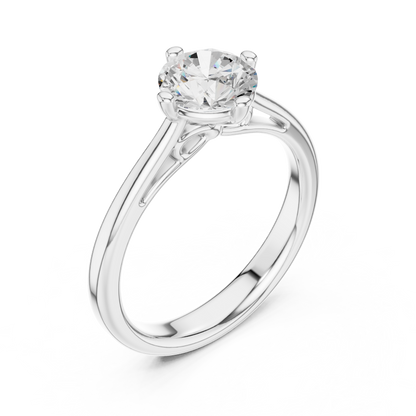 Round Lab Diamond Solitaire Engagement Ring - View 4