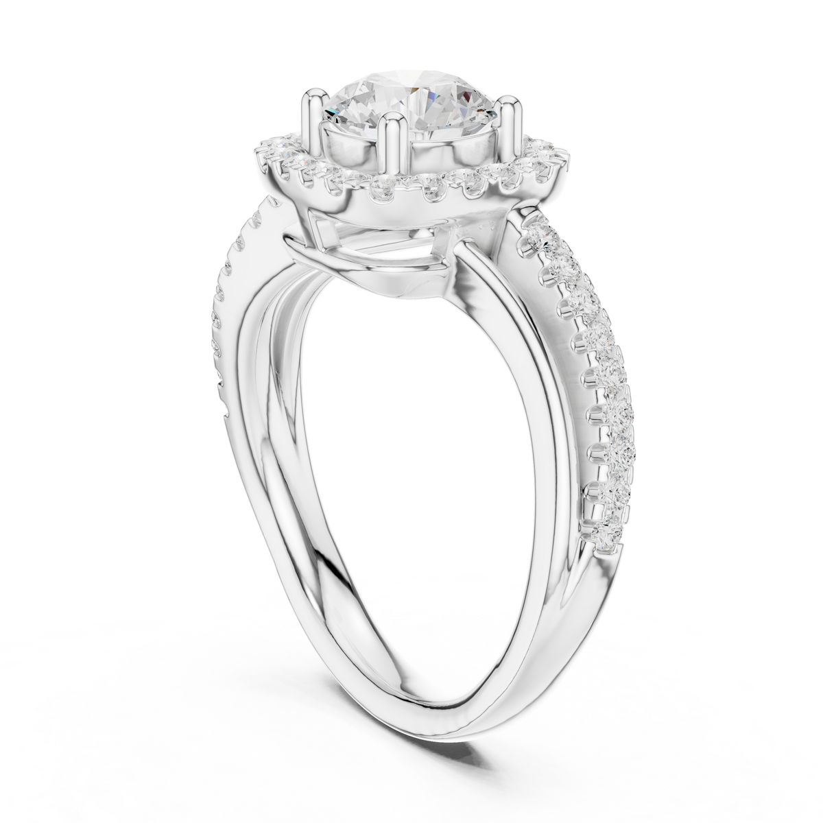 round halo split shank lab grown diamond ring - view 12